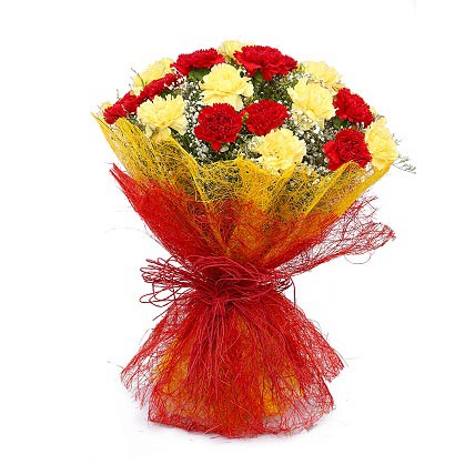 Bunch of Red & Yellow Carnation