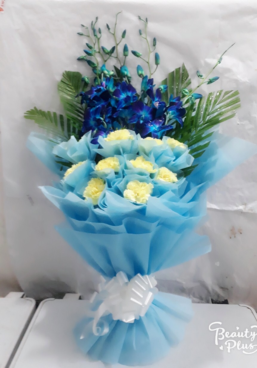 Blue Orchid & White Carnation  delivery in Indore