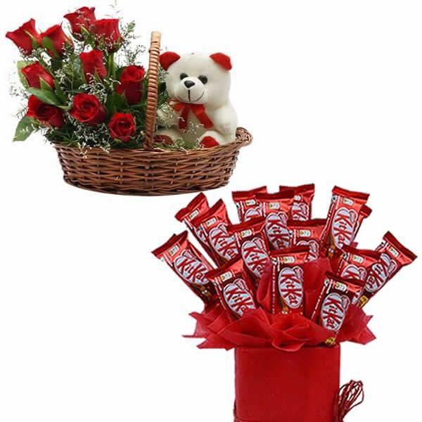 Roses Teddy & Chocolate Arrangementdelivery in Gurgaon
