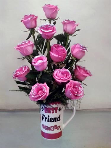 Pink Roses in Coffee Mug (Only For Delhi)