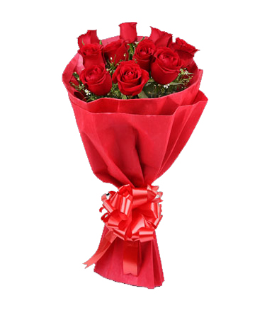 12 Red Roses in red paper