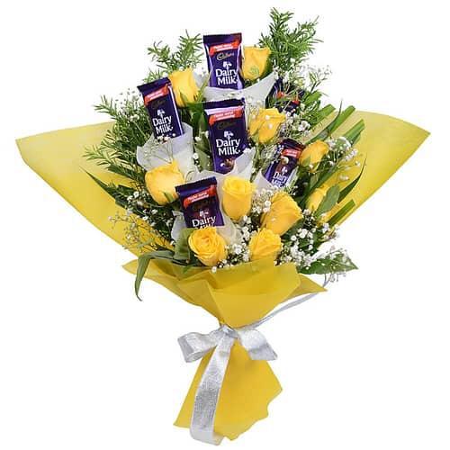 Yellow Rose & Chocolate Bunch delivery in Patna