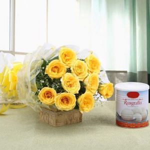 Yellow Rose & Rasgulla Pack delivery in Noida