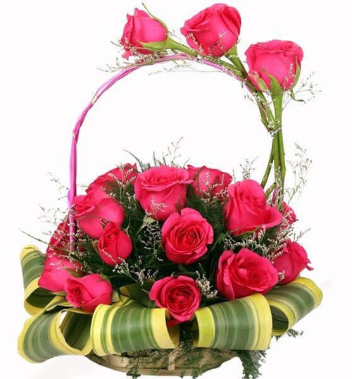 Round Basket of Pink Rosesdelivery in Noida