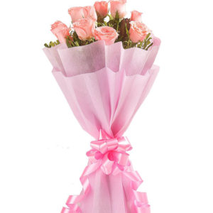 Pink Roses in Paper Packing delivery in Indore