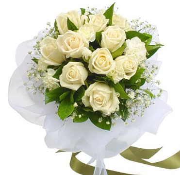A Bunch of 12 white Roses