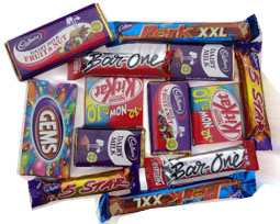 Assorted chocolates of Nestle and Cadburys