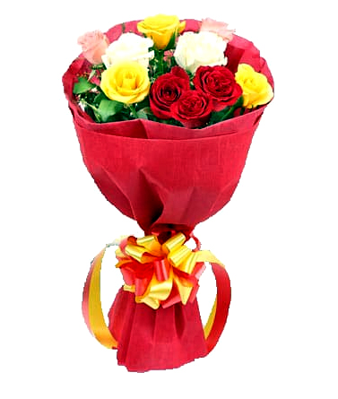 12 Mix Color Roses Bunch